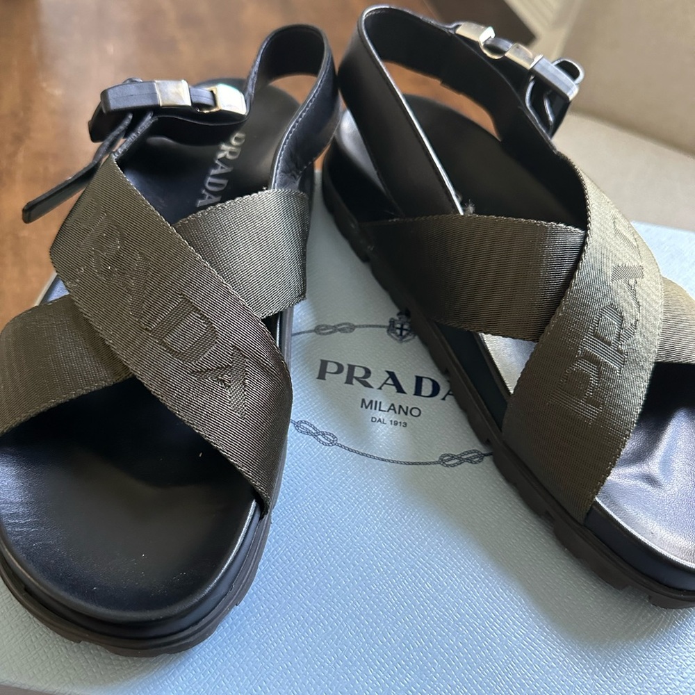 Prada green women’s sandals- vestiaire collection
